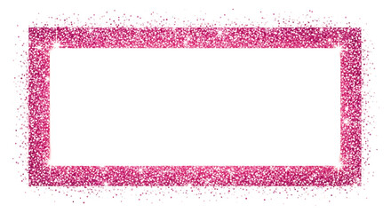 Sparkling pink glitter frame ideal for invitations, announcements, and creative projects on a transparent background