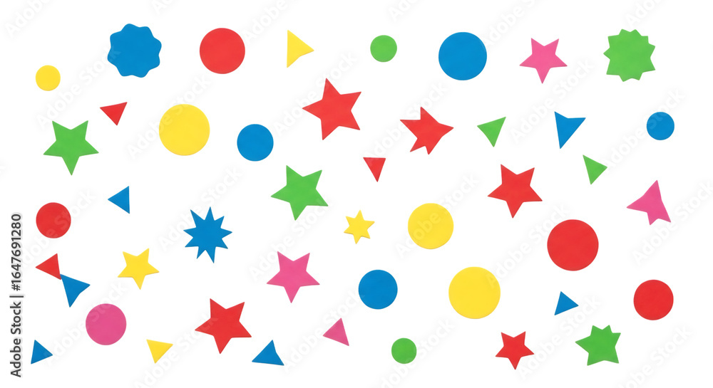 Poster colorful array of geometric shapes isolated on a transparent background for use in various design pr