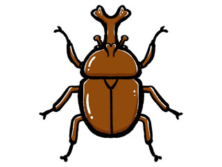 シンプルなカブトムシの落書き風イラスト素材