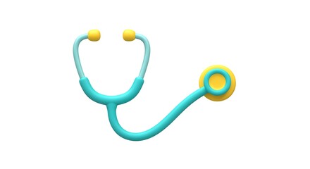 Turquoise and yellow stethoscope isolated