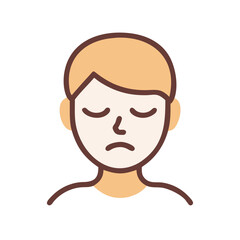 Cartoon illustration of a sad or disappointed person with fair skin