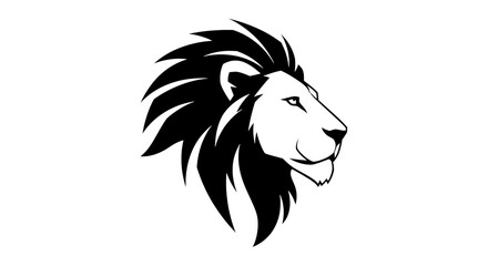 Stylized lion head silhouette with flowing mane isolated on a transparent background
