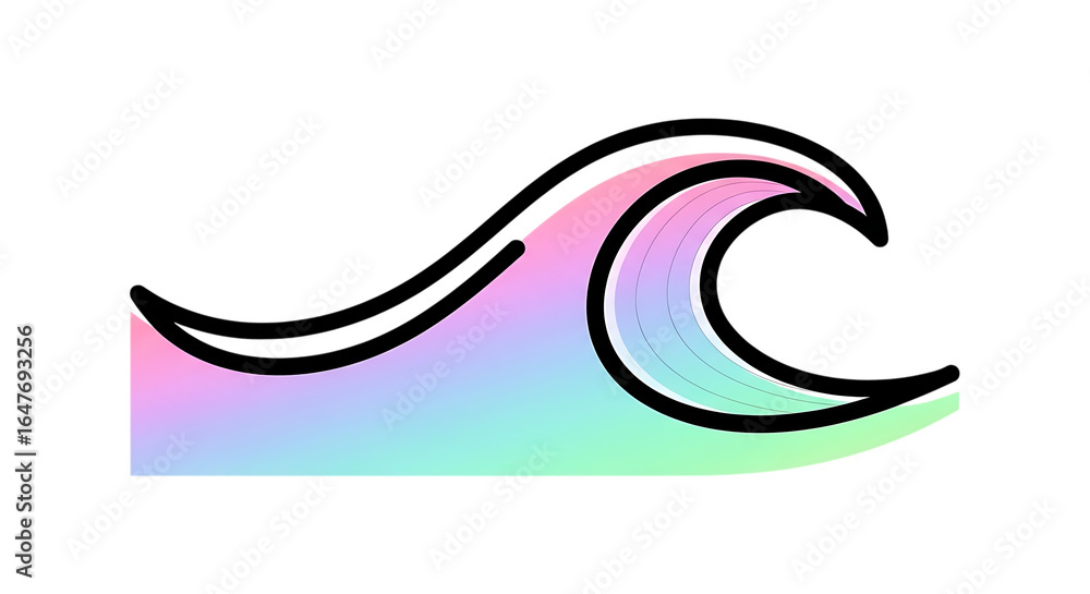 Poster colorful wave design elements on transparent background for creative projects and digital art use