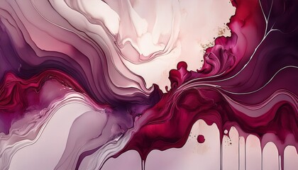 abstract fluid ink washes burgundy marble