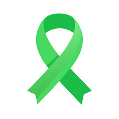 A bright green awareness ribbon for organ donation or mental health.