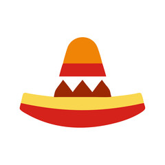Colorful cartoon sombrero with red, yellow, orange, and brown design