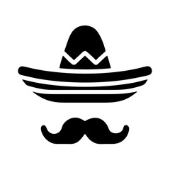 Vector image depicting a black sombrero and a large mustache
