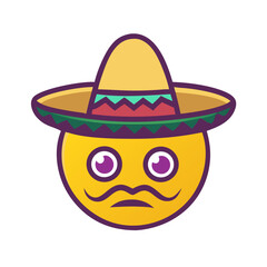 A yellow emoji with a purple outline wearing a yellow sombrero