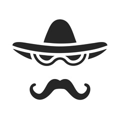 Stylized icon of a Mexican man with sombrero, sunglasses and mustache