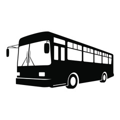 Black silhouette of a modern passenger bus viewed from the side © firoj