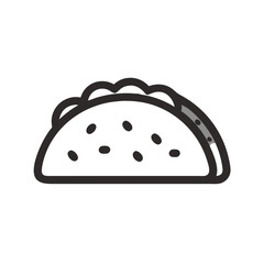 Isolated vector illustration of a taco with beef filling and sour cream