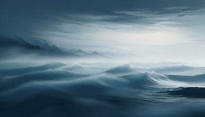 Fototapeta premium abstract scene featuring a misty ocean and sky with a gray textured ground and gentle waves