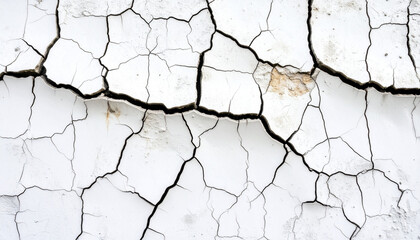 Obraz premium A close-up view of cracked concrete showcasing intricate textures and fissures. The uneven surface highlights the aging and wear of the material.