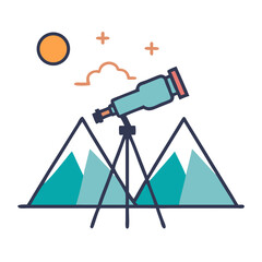 Adventure awaits with the majestic mountain view and stellar telescope image © MdShafikul
