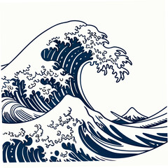 Great wave off kanagawa inspired illustration isolated on white background, a powerful and iconic image of natures force