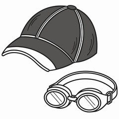 Illustration of a cap and goggles, perfect for summer sports and outdoor activities isolated on white background