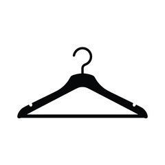 Simple black silhouette of a wooden clothes hanger