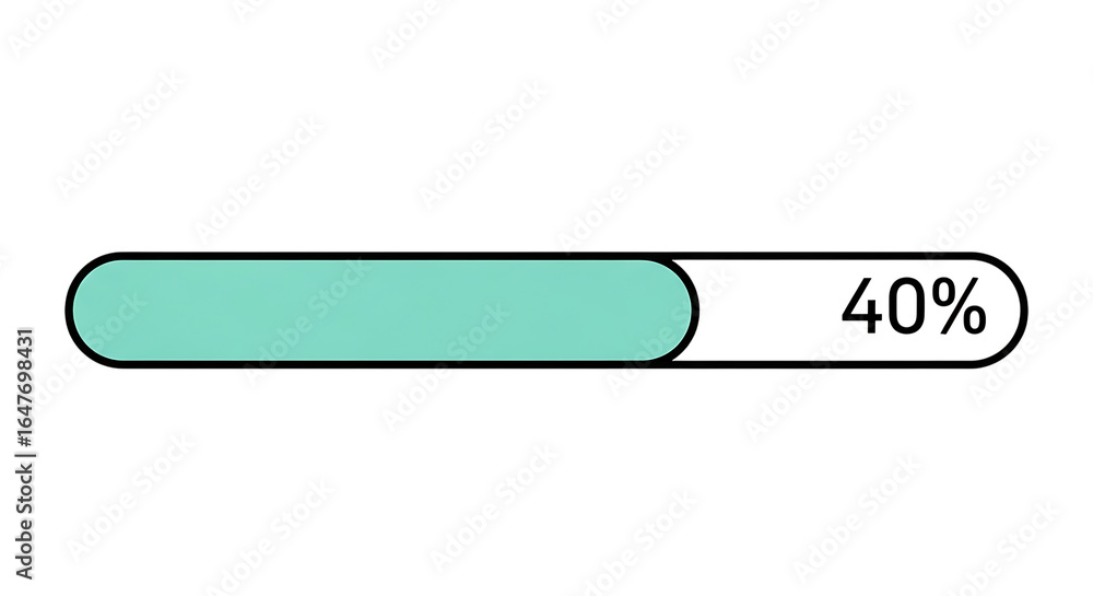Poster progress bar indicating 40 percent completion with a simple design and a modern aesthetic