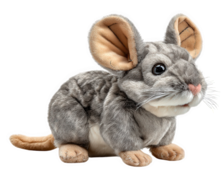 Plush mouse toy gray fur large ears soft texture cute animal pet entertainment stuffed animal children gift realistic design playful mood