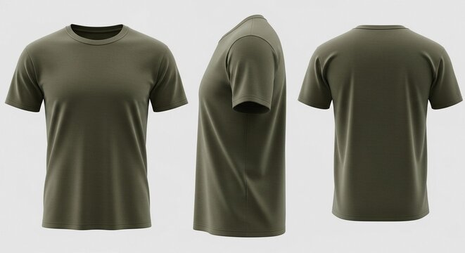 This Amry green t-shirt mockup shows the front and back of the t-shirt and can be used for a variety of purposes.