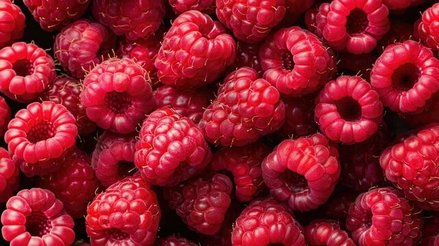 Fresh raspberries stacked on top of each other