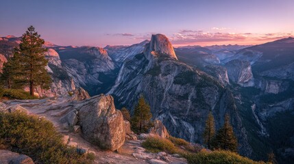 yosemite national park view of half dome from glacier point at dusk california usa no logos no brands ar 169
