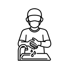 Line icon surgeon washes his hands vector on white background
Vector line icon on white background