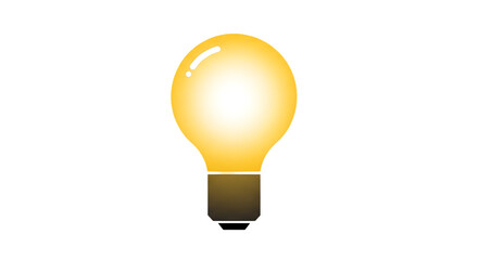 Bright yellow light bulb illustration isolated on transparent background suitable for creative projects and presentations
