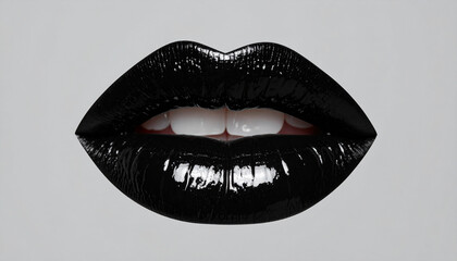 Glossy black lips. Makeup and beauty concept.