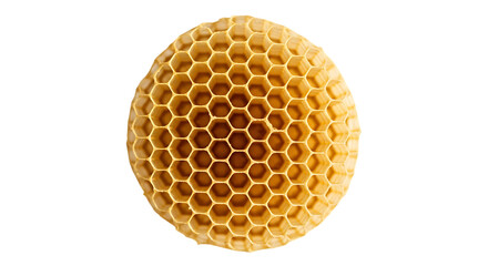 Honeycomb structure isolated on a transparent background showing intricate hexagonal patterns and natural yellow color