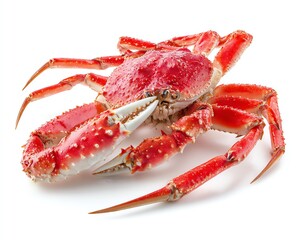 Vibrant red crab on a white background.