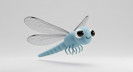 Adorable 3D Render of a Cute Cartoon Dragonfly  A Whimsical Insect Illustration