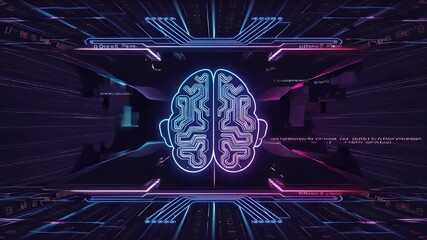 A sleek, modern digital course cover, surrounded by neon circuit lines and abstract brain graphics - Powered by Adobe
