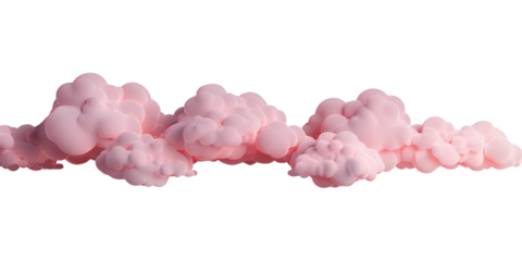 Fluffy pink clouds isolated on transparent background, soft and dreamy, representing imagination and fantasy