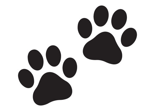 Black Animal Paw Print Silhouettes Collection Vector Design on white background