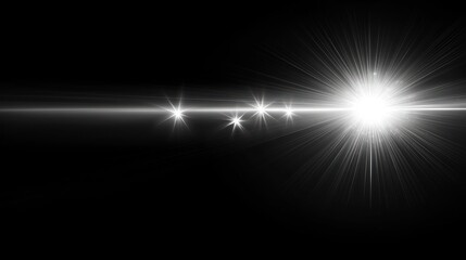 Bright light burst, radiating from a horizontal line of light