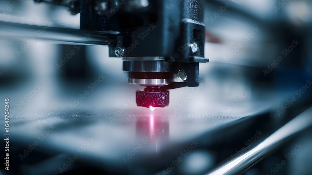 Poster 3d printer creating a small gadget in a high tech laboratory