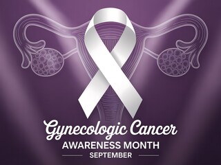 Gynecologic cancer awareness month september white ribbon symbolizing support and hope