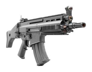 Military action weapon display product isolated on transparent background