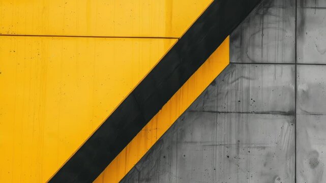 Urban scene with a bright yellow and black wall