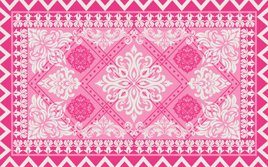 Elegant Pink Damask and Floral Pattern Background