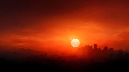 Dramatic urban sunset over the city skyline