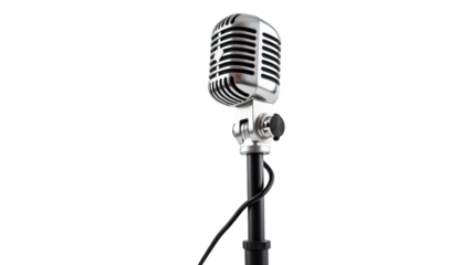 Vintage microphone classic design metal finish audio equipment music performance recording studio sound technology entertainment