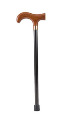 Elegant walking cane with wooden handle and sturdy black shaft, designed for support and stability. Ideal for daily use and mobility assistance