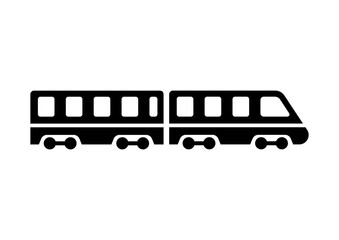 Best-Selling Black Silhouette Double Train Car Icon Graphic for Railway Transport Designs, Urban Mobility Logos, High-Quality Vector Illustrations for Websites and Travel Promotions