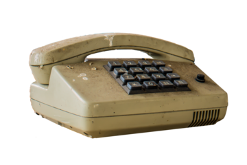 old vintage telephone isolated on white