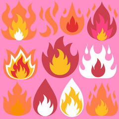 Collection of Vibrant Vector Flame Icons