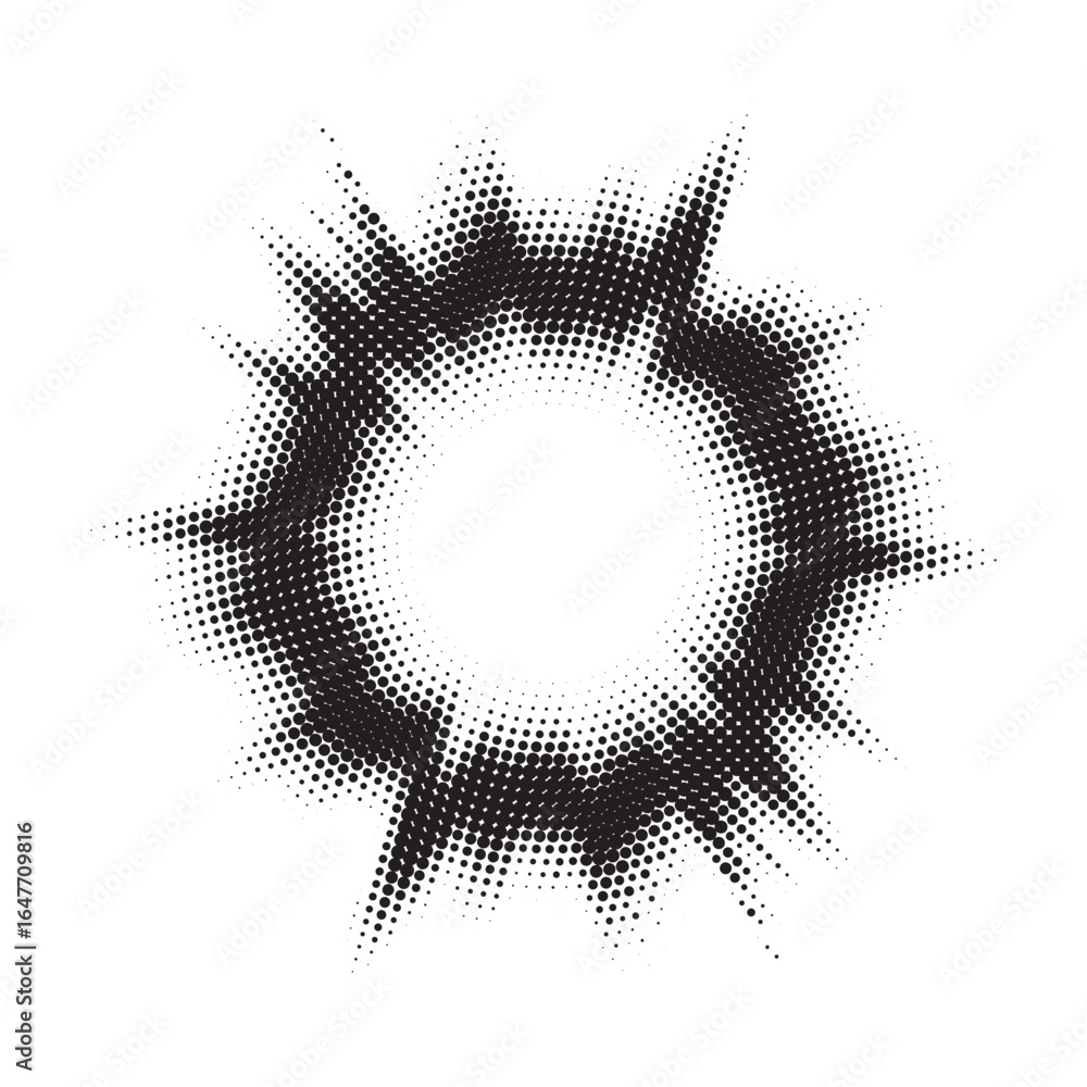 Poster halftone circle frame background set. round border icon using halftone random circle. grunge circula