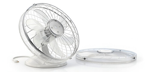 Naklejka premium Transparent acrylic fan isolated on white background for modern and sleek cooling design