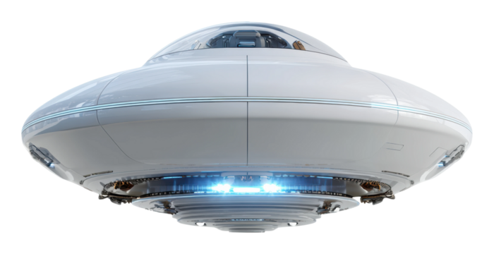 Ufo encounter outer space sci-fi futuristic isolated on transparent background